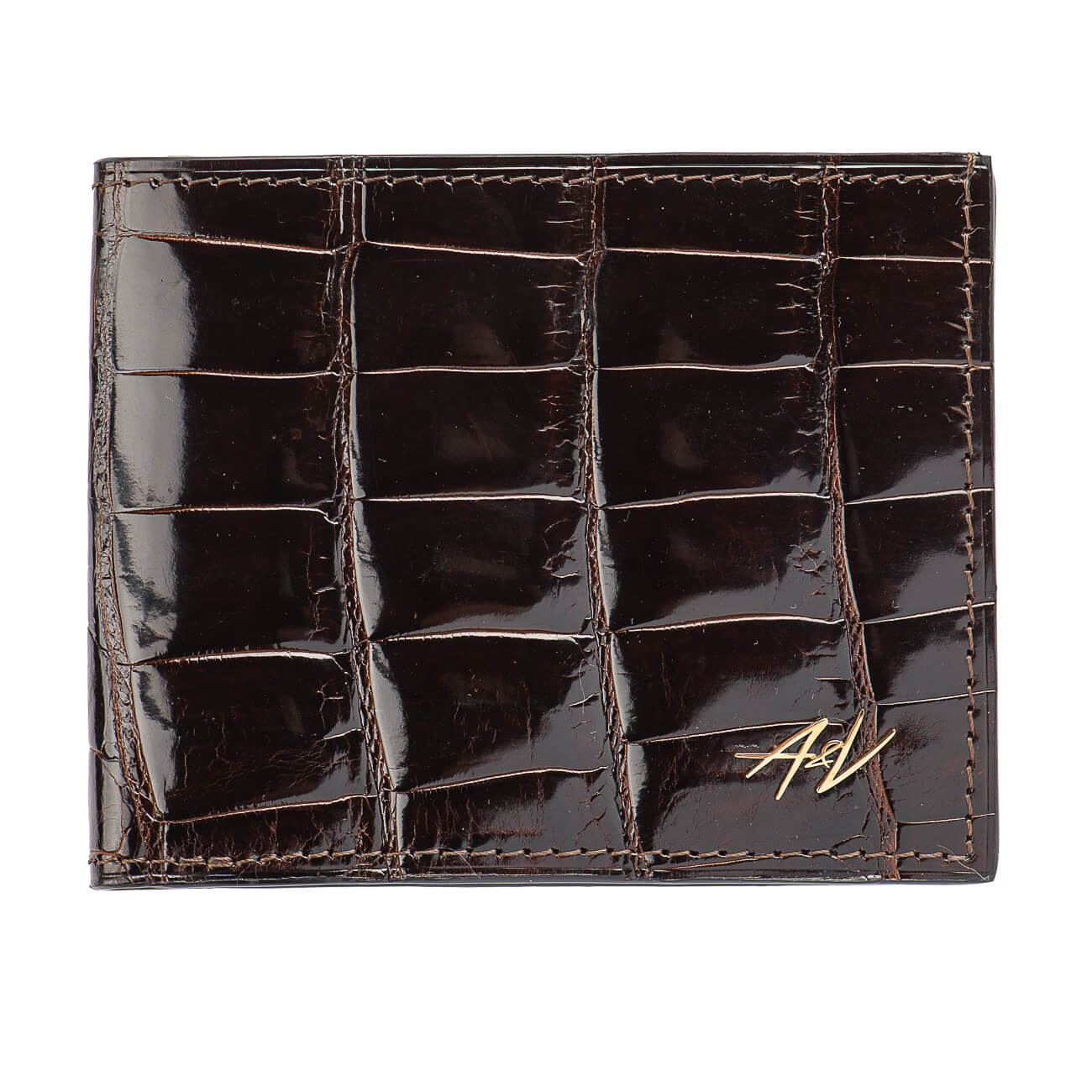 WALLET ALLIGATOR LACQUER CHOCOLATE