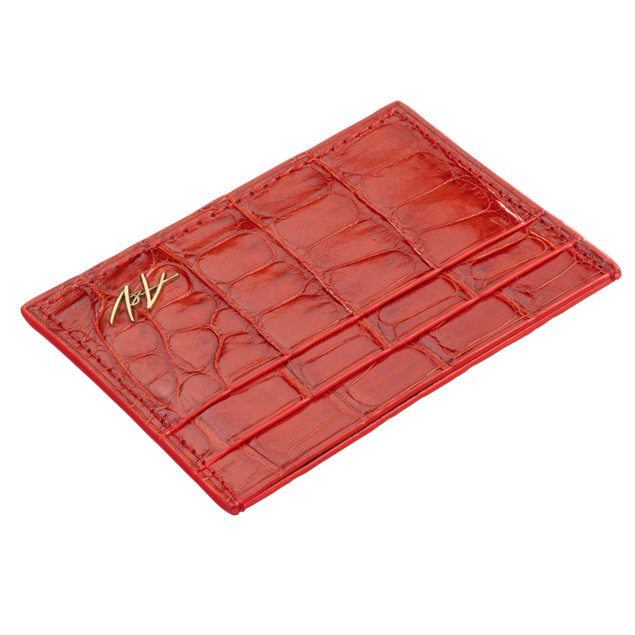 Card Holder - Alligator "ORANGE RED"