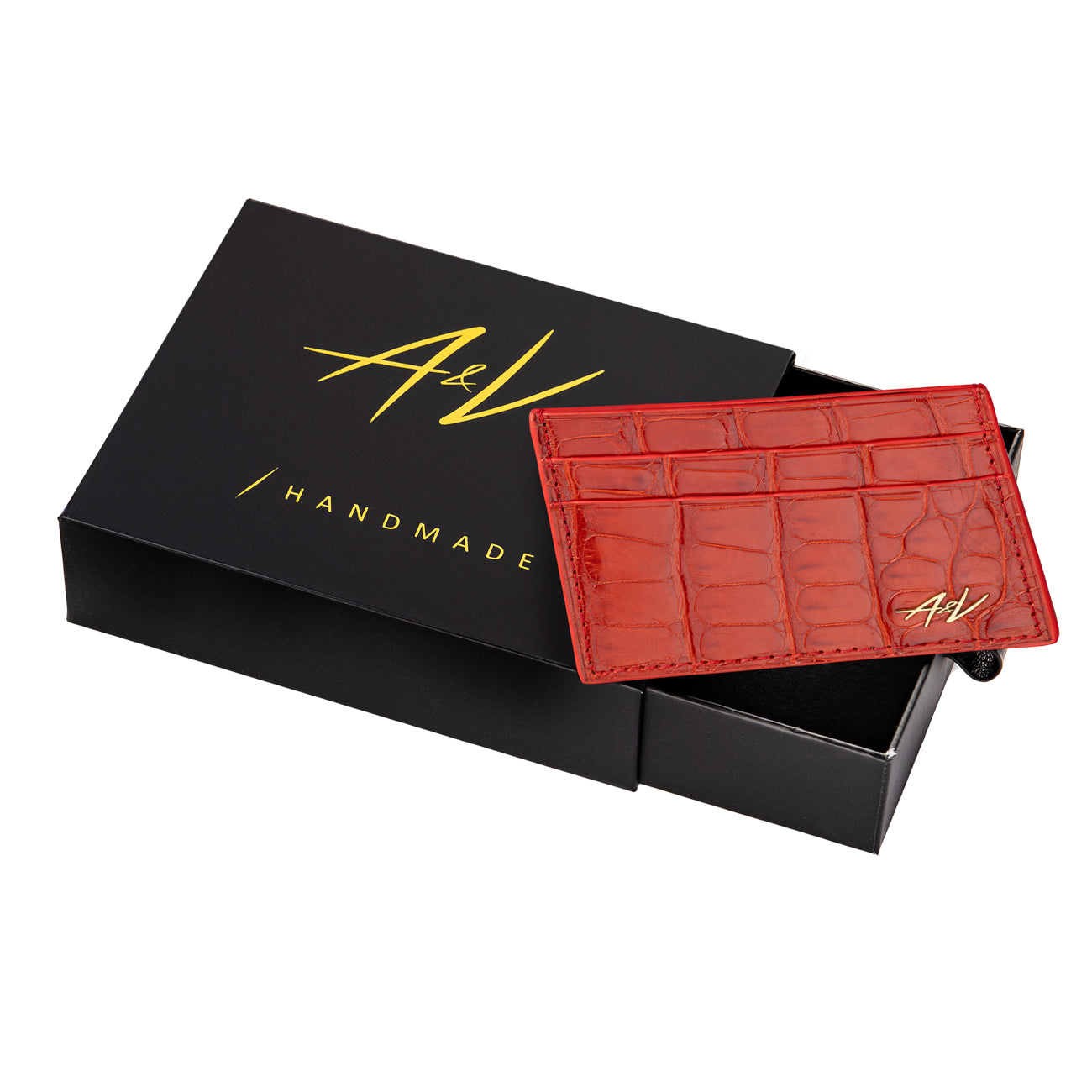 Card Holder - Alligator "ORANGE RED"