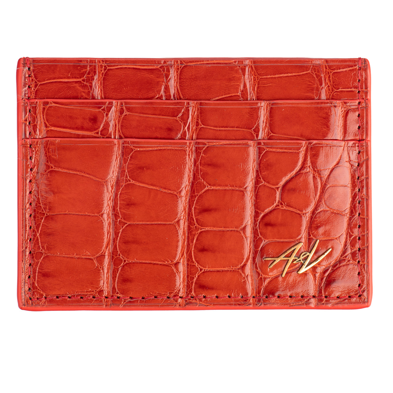 Card Holder - Alligator "ORANGE RED"