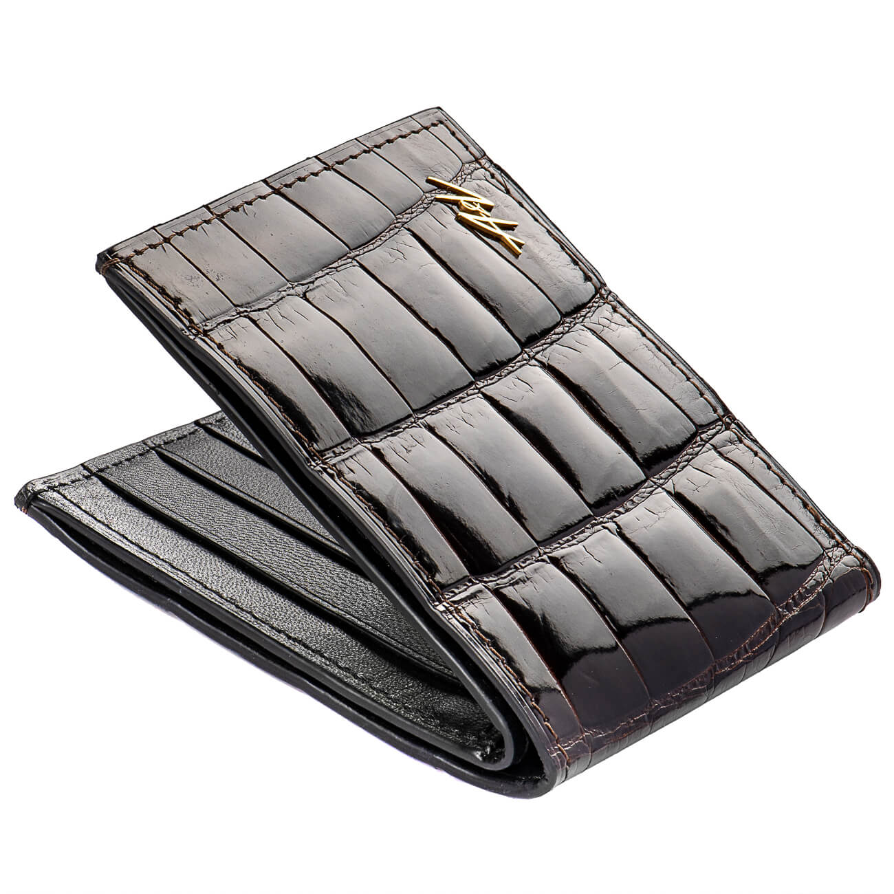 WALLET ALLIGATOR LACQUER CHOCOLATE