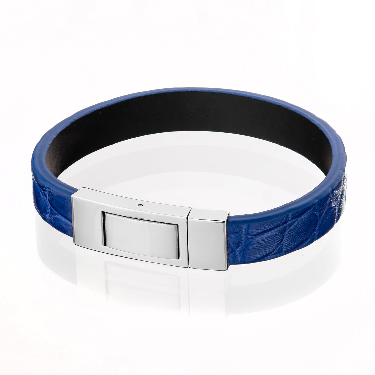 Bracelet Latch - Alligator "ADMIRAL BLUE" Silver