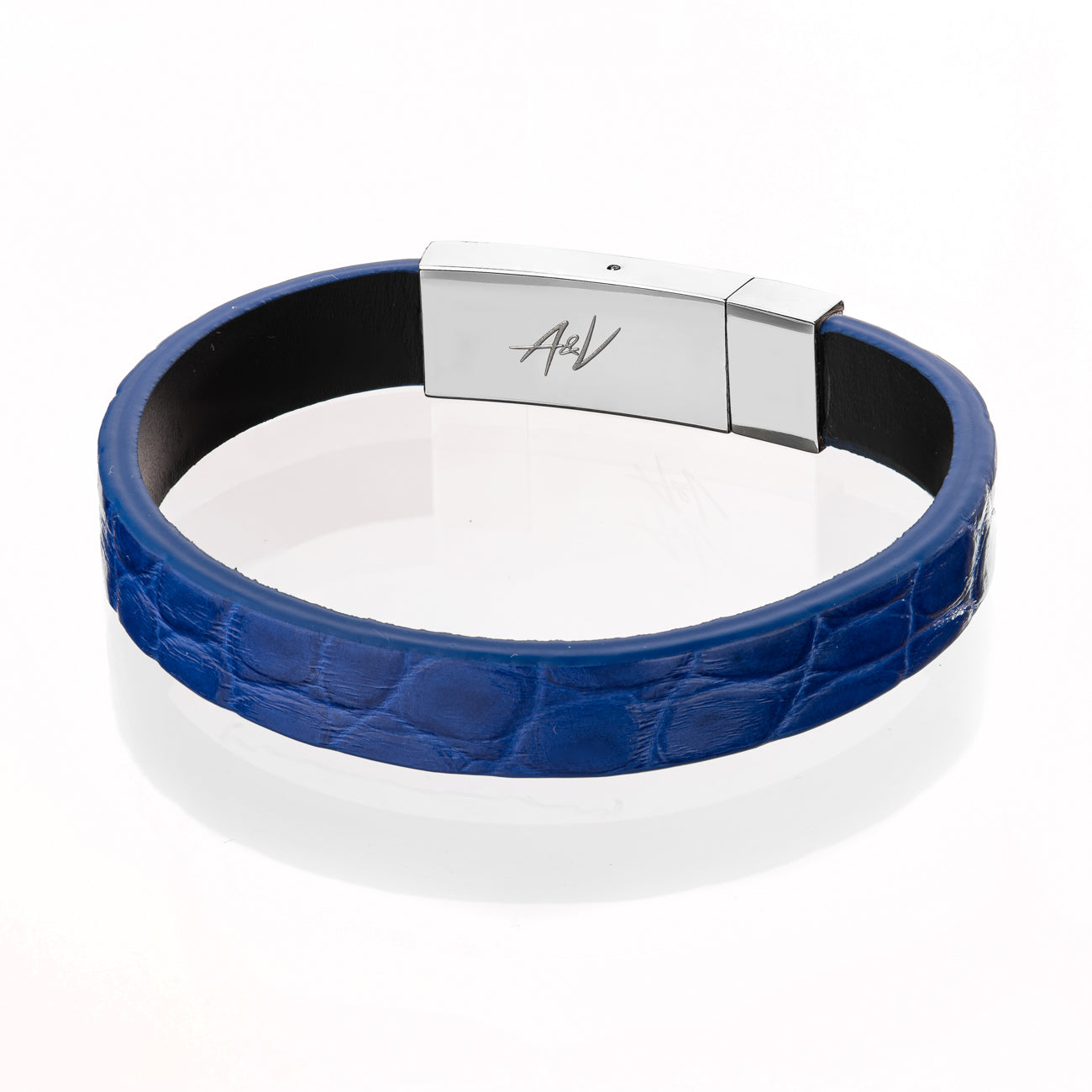 Bracelet Latch - Alligator "ADMIRAL BLUE" Silver