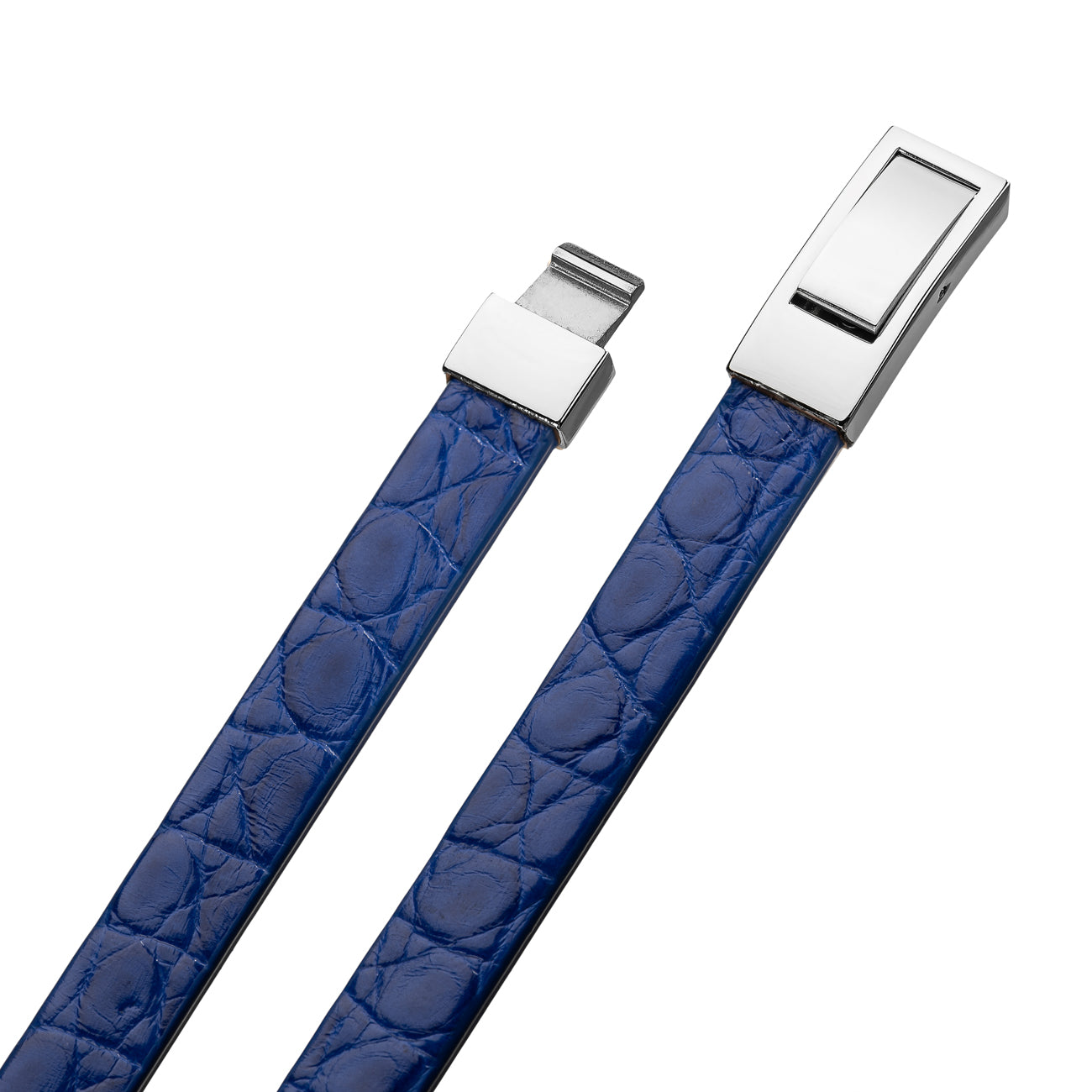 Bracelet Latch - Alligator "ADMIRAL BLUE" Silver