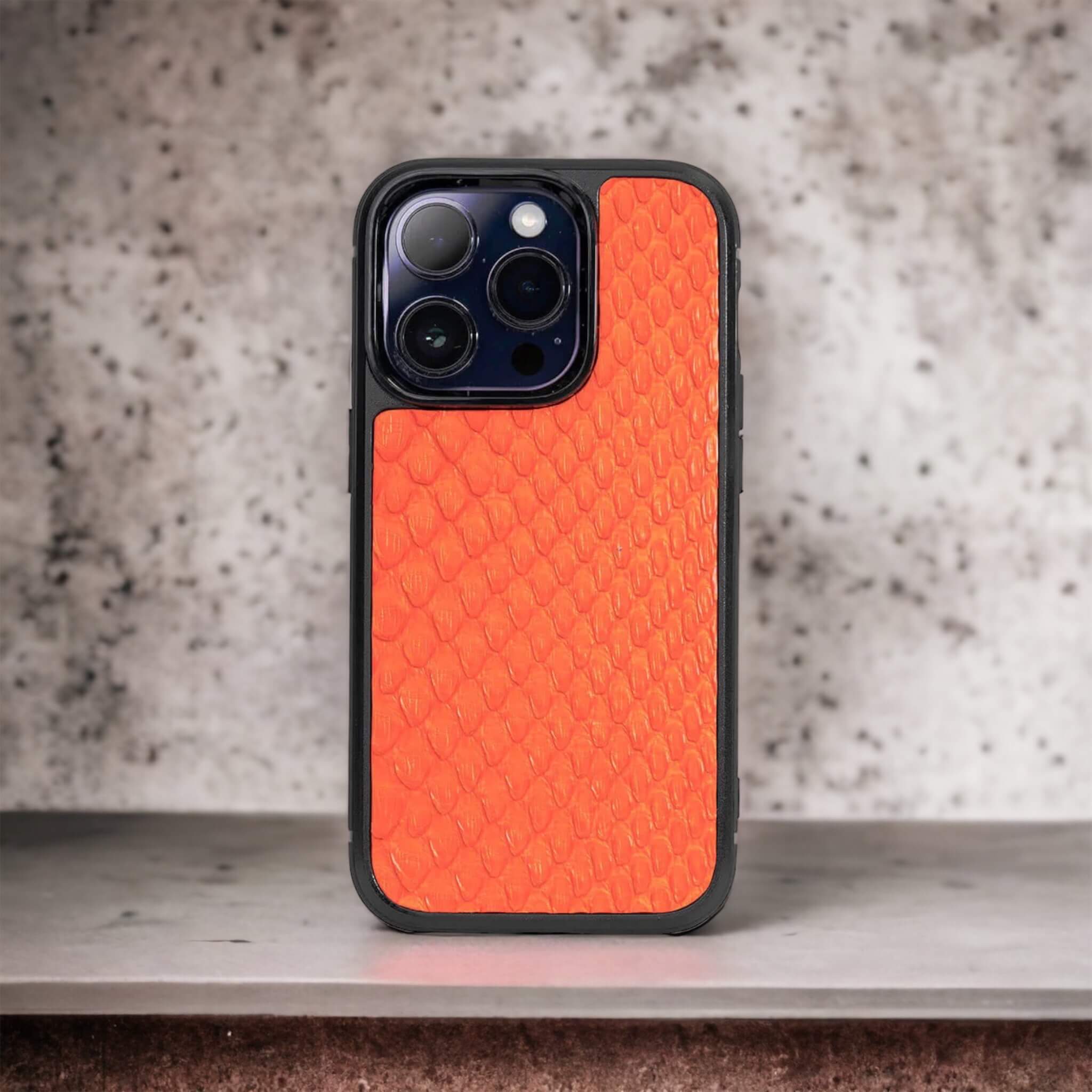 IPHONE 14 PRO CASE PYTHON ORANGE RED