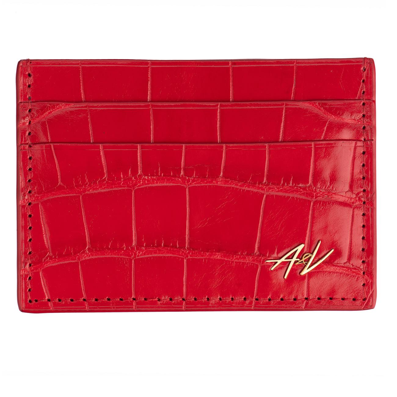 Card Holder - Alligator "RASPBERRY"