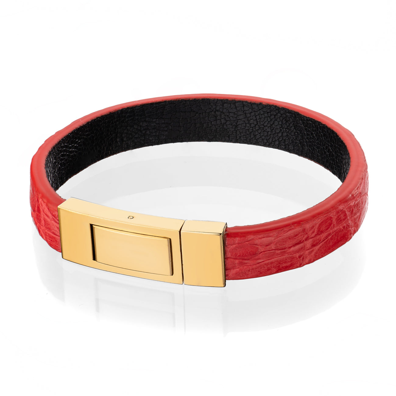 Bracelet Latch - Alligator "ROSE RED" Gold