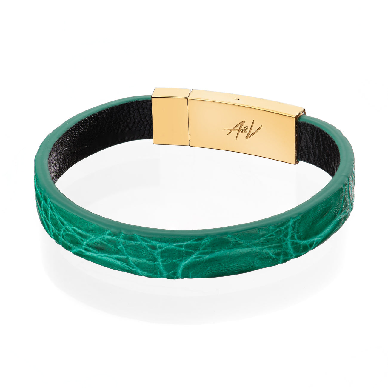 Bracelet Latch - Alligator "DEEP GREEN" Gold