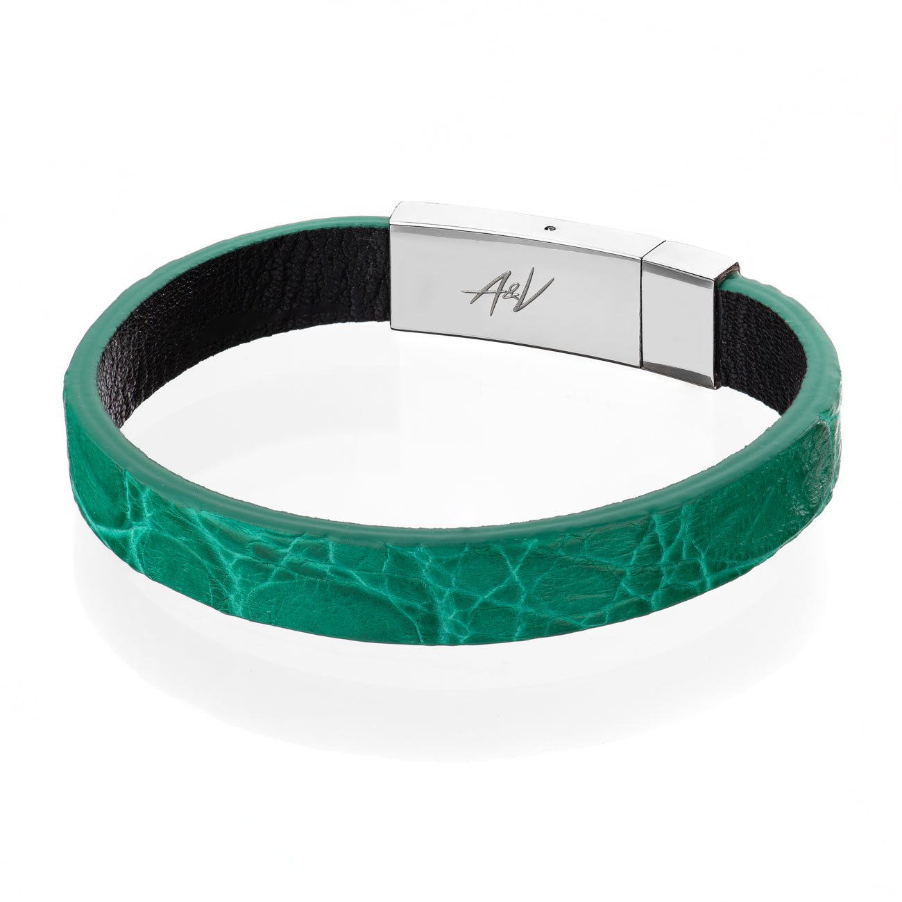 Bracelet Latch - Alligator "DEEP GREEN" Silver