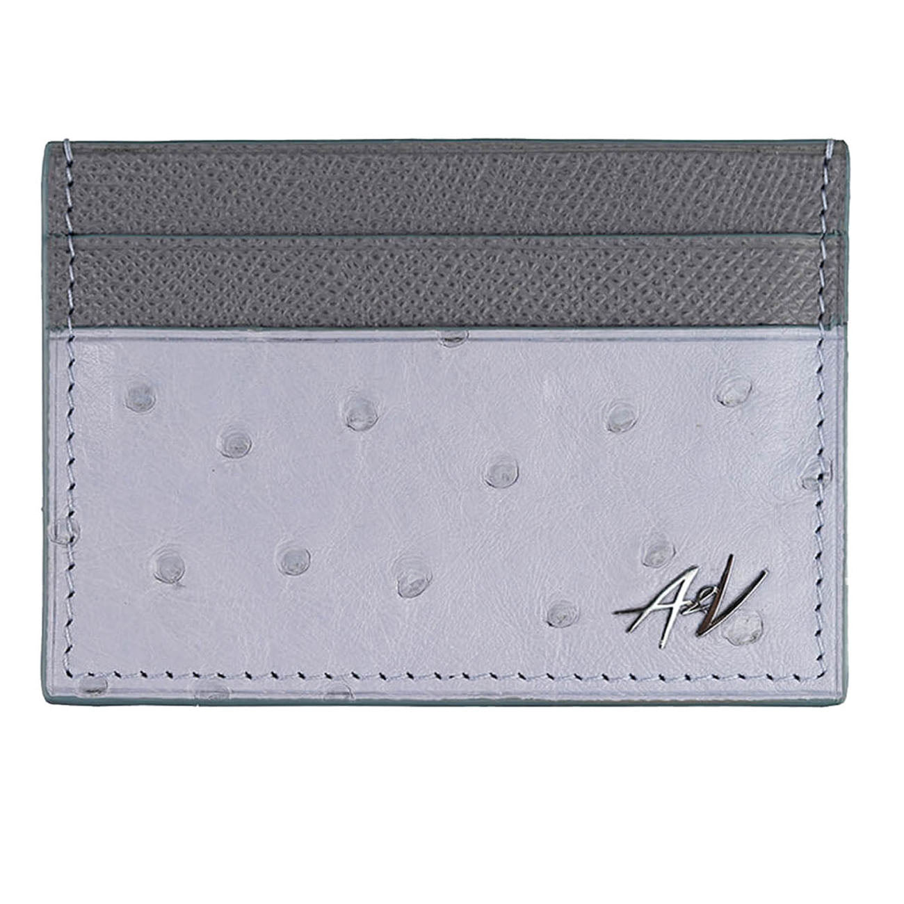 CARD HOLDER OSTRICH LEATHER BLUE ICE MIX