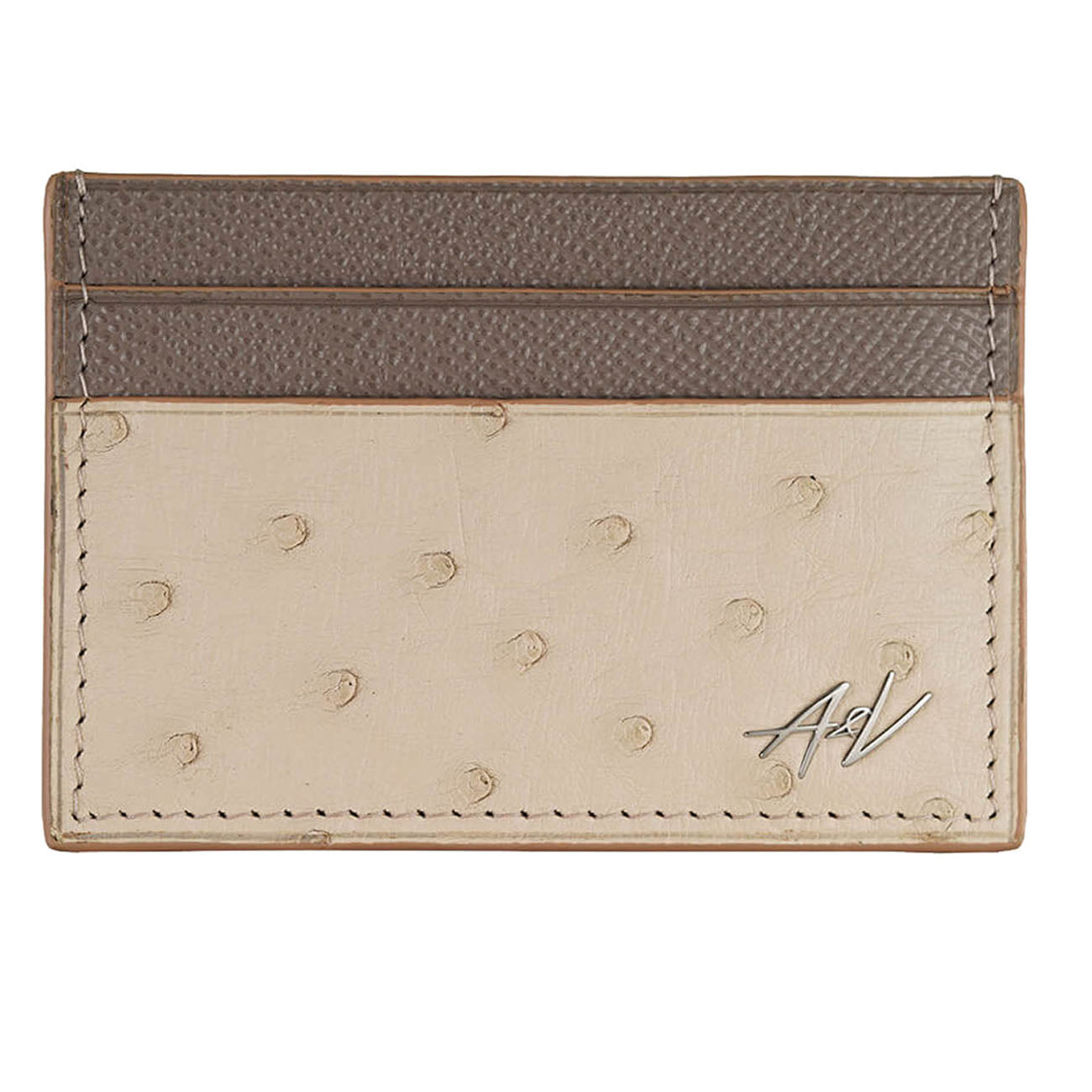 CARD HOLDER OSTRICH LEATHER SECLUDED BEACH MIX