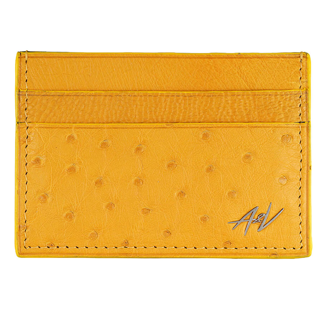 CARD HOLDER OSTRICH LEATHER OXFORD GOLD