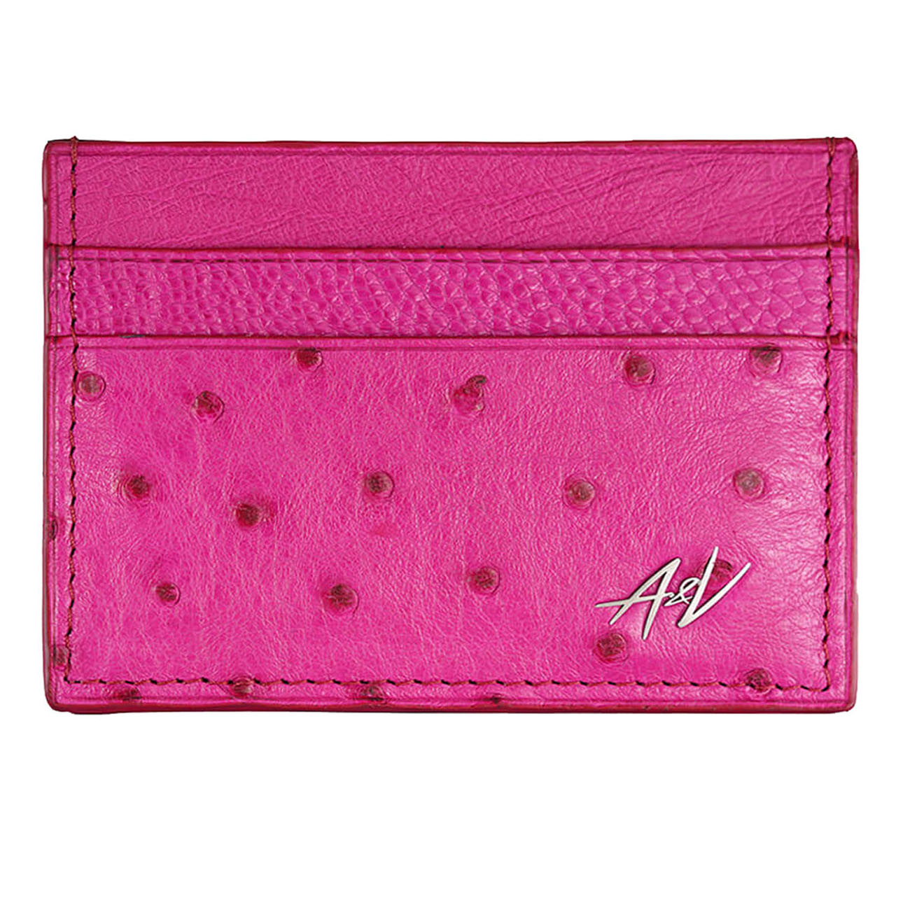 CARD HOLDER OSTRICH LEATHER PINK LADIES