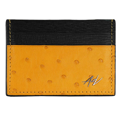 CARD HOLDER OSTRICH LEATHER OXFORD GOLD
