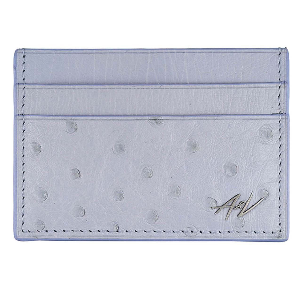 CARD HOLDER OSTRICH LEATHER BLUE ICE