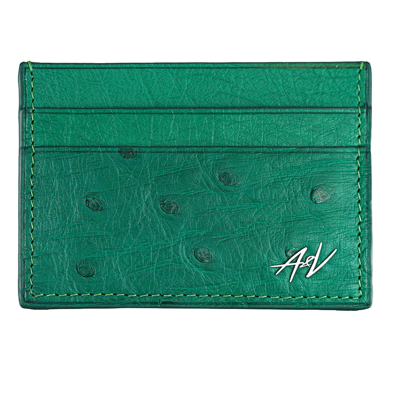 CARD HOLDER OSTRICH LEATHER DEEP GREEN