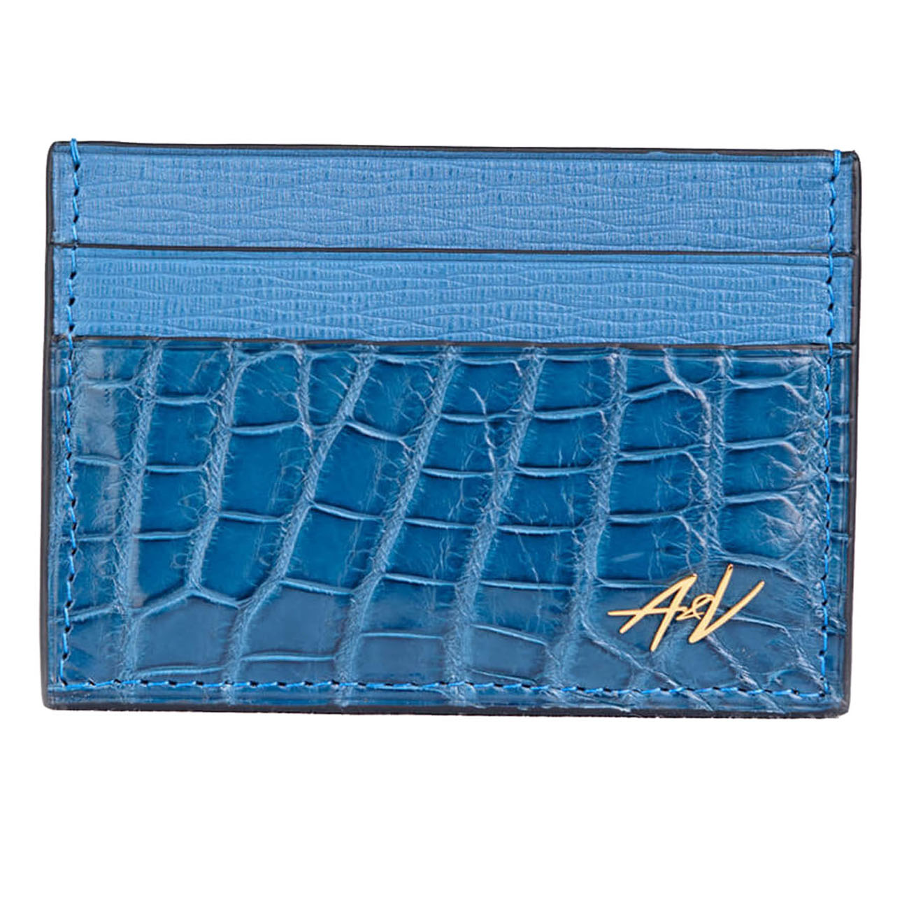 CARD HOLDER ALLIGATOR BLUE