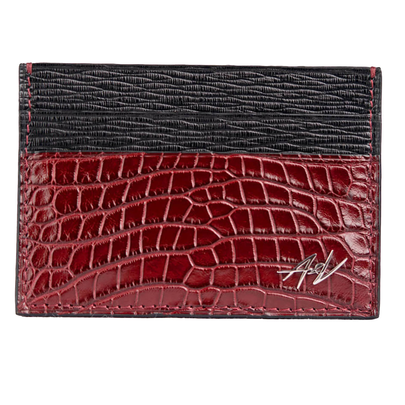 CARD HOLDER ALLIGATOR DARK CHERRY