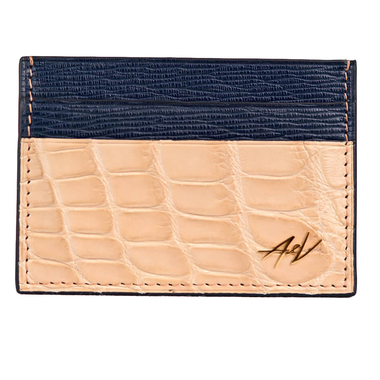 CARD HOLDER ALLIGATOR BLANCHED ALMOND