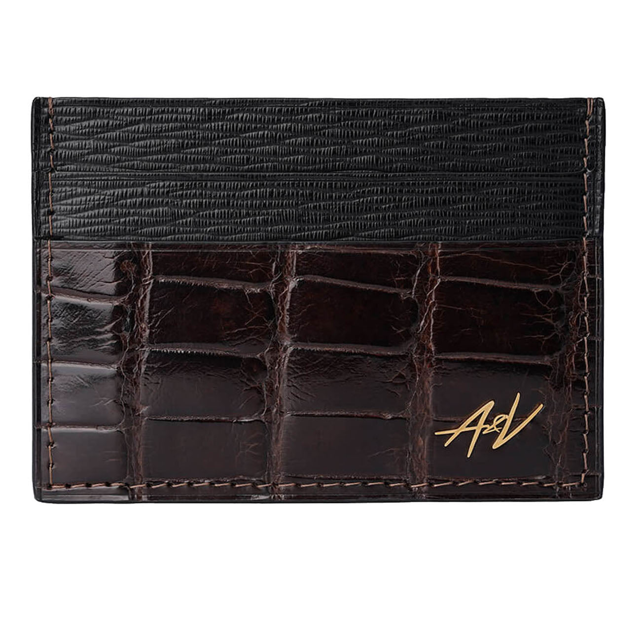 CARD HOLDER ALLIGATOR CLASSIC BROWN