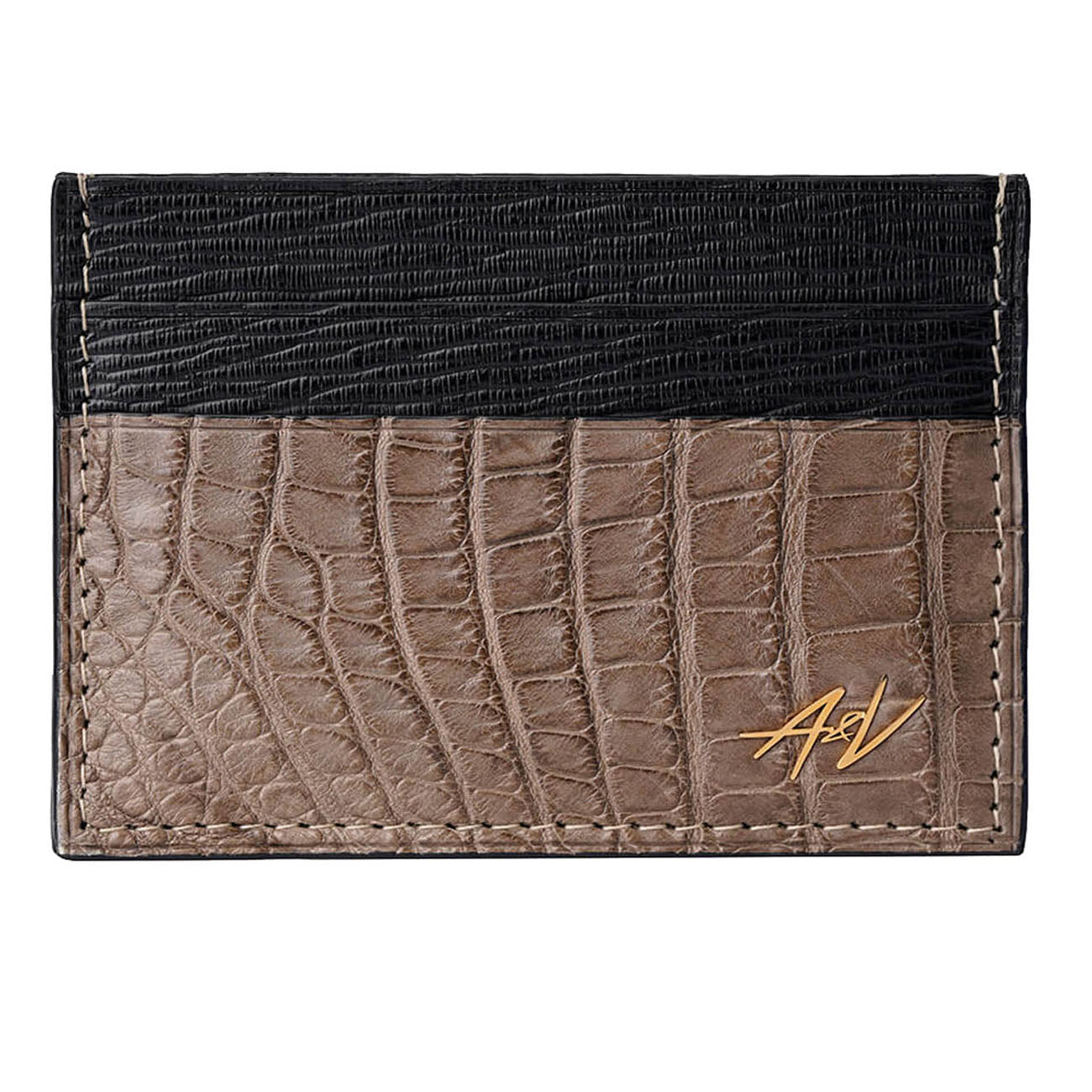 CARD HOLDER ALLIGATOR COFFEE BROWN