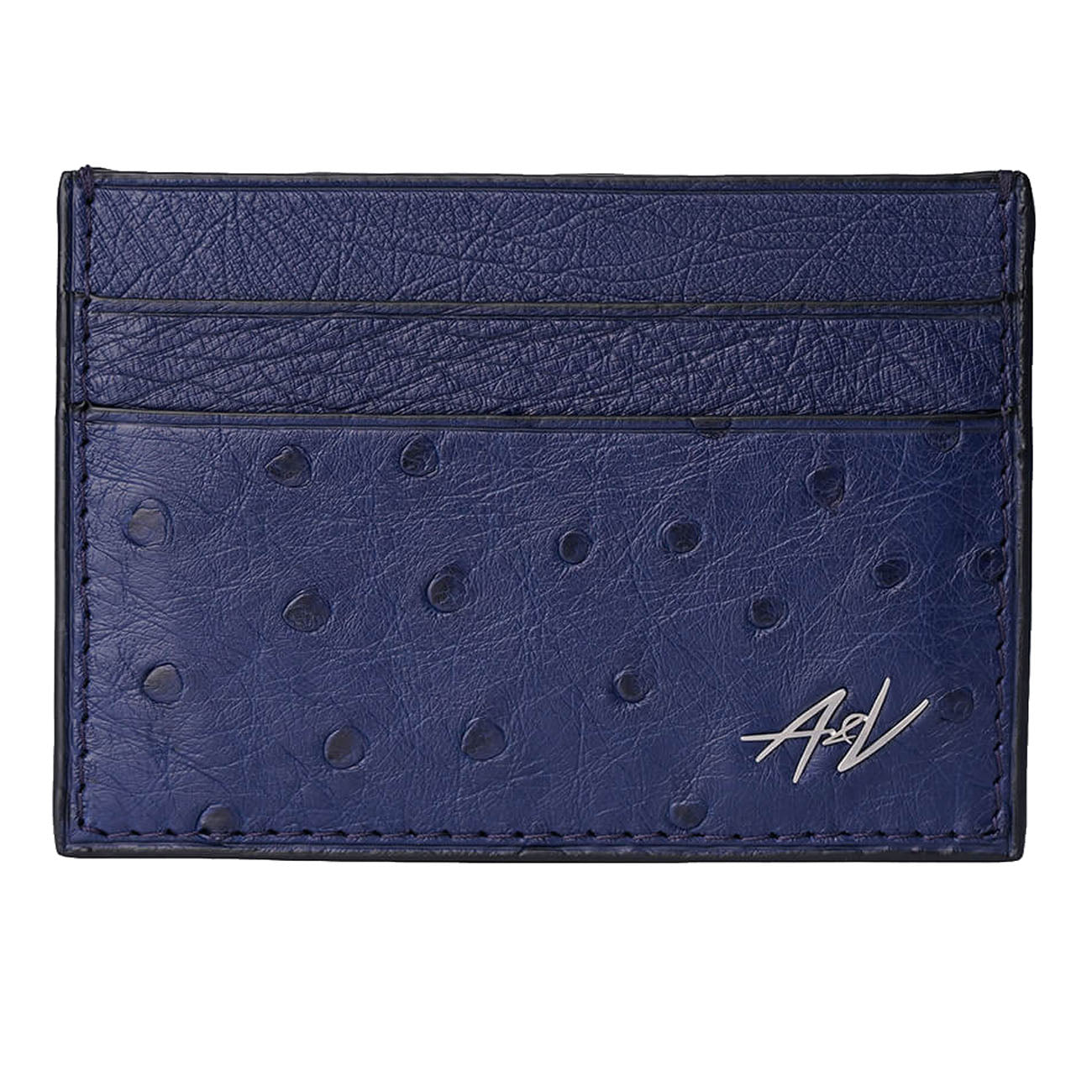 CARD HOLDER OSTRICH LEATHER BOLD BLUE