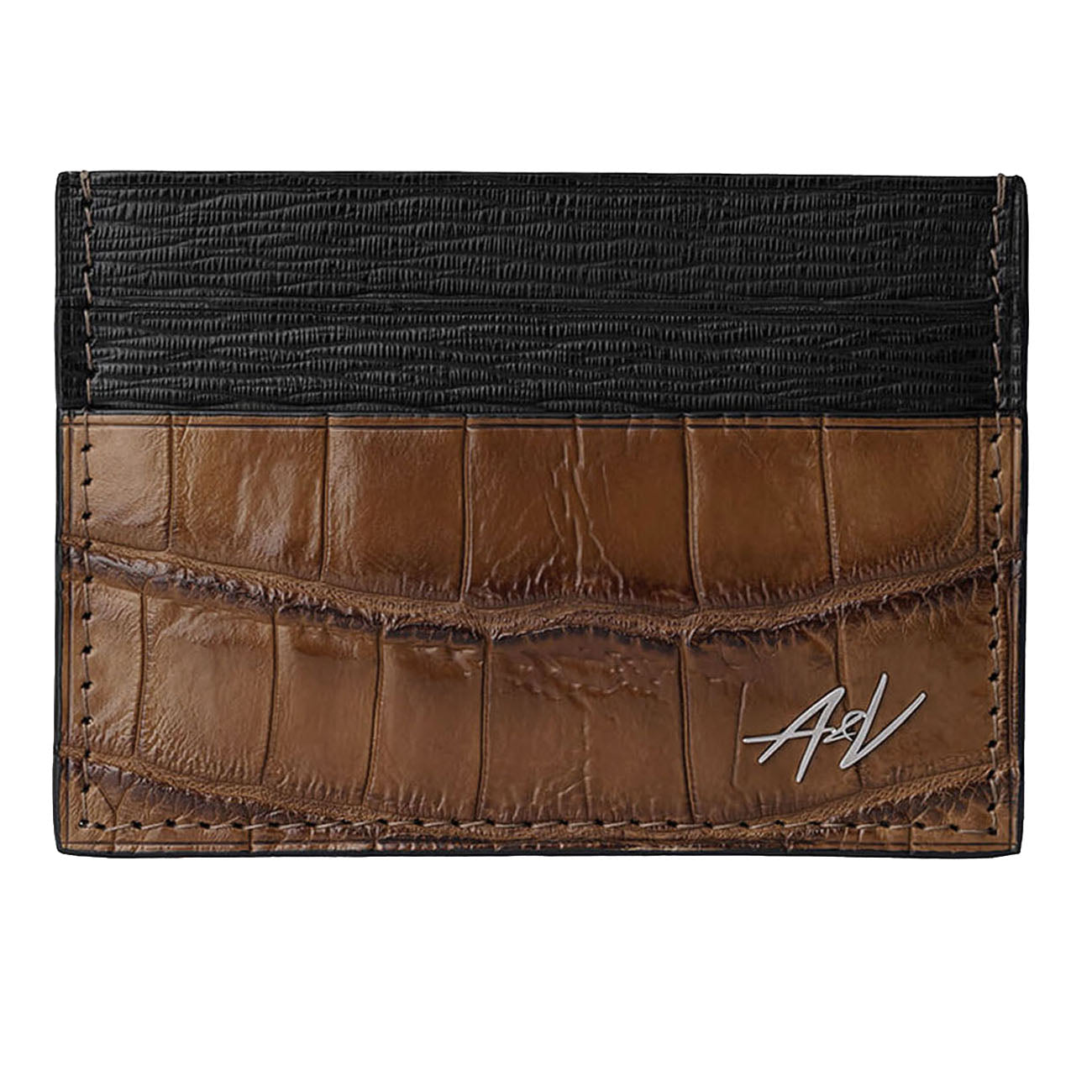 CARD HOLDER ALLIGATOR RICH CLAY BROWN