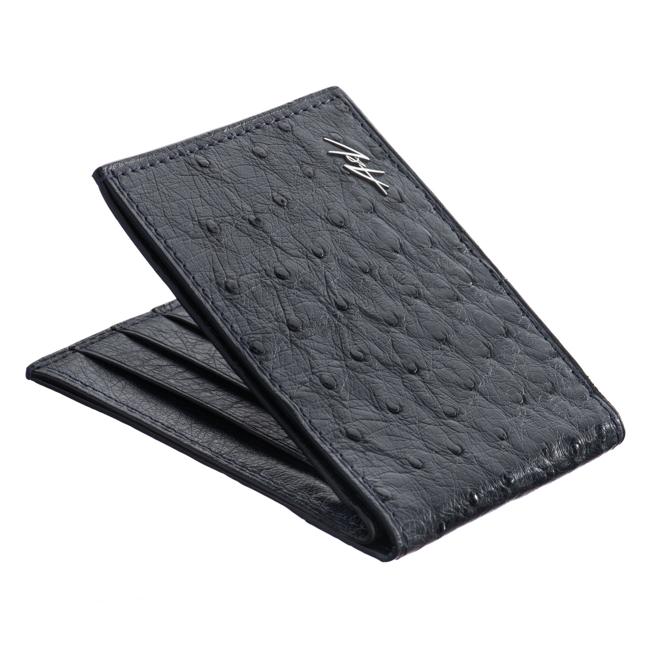 WALLET OSTRICH LEATHER POLO BLUE