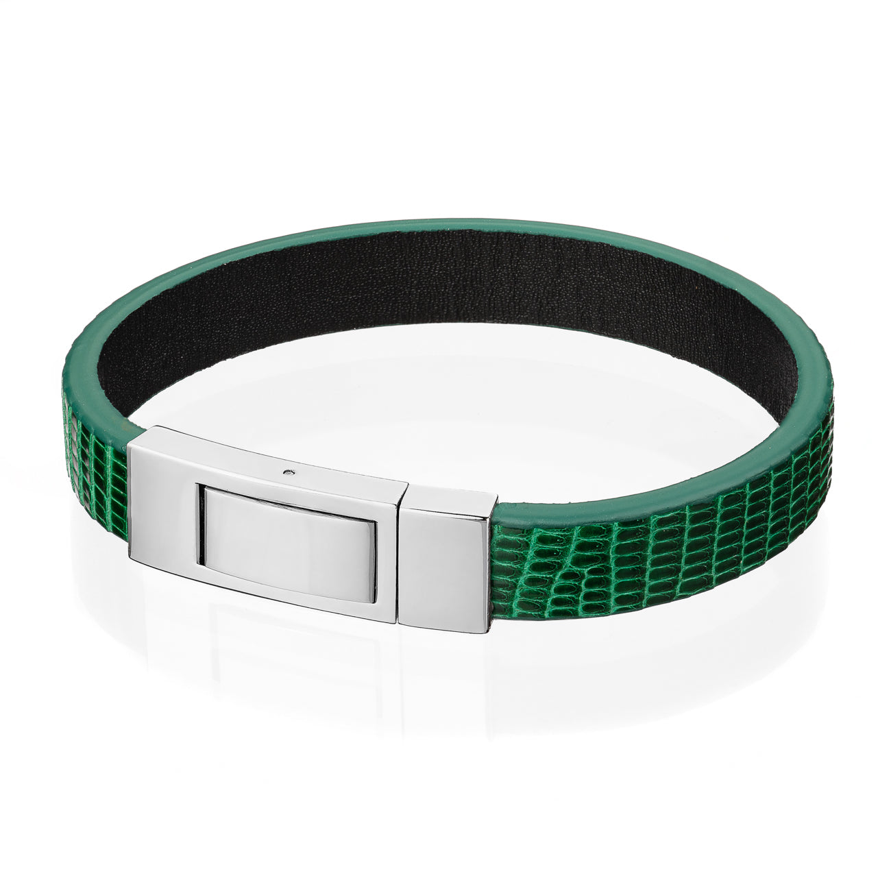 Bracelet Latch - Lizard "GREEN" Silver