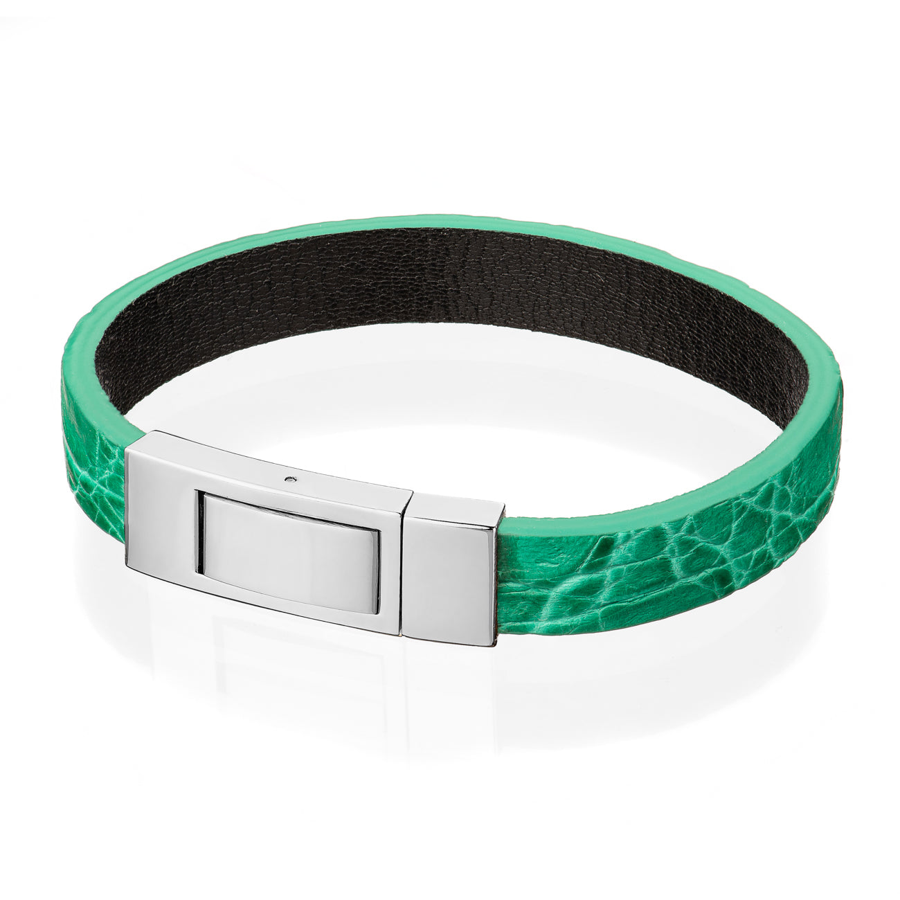 Bracelet Latch - Alligator "MINT GREEN" Silver