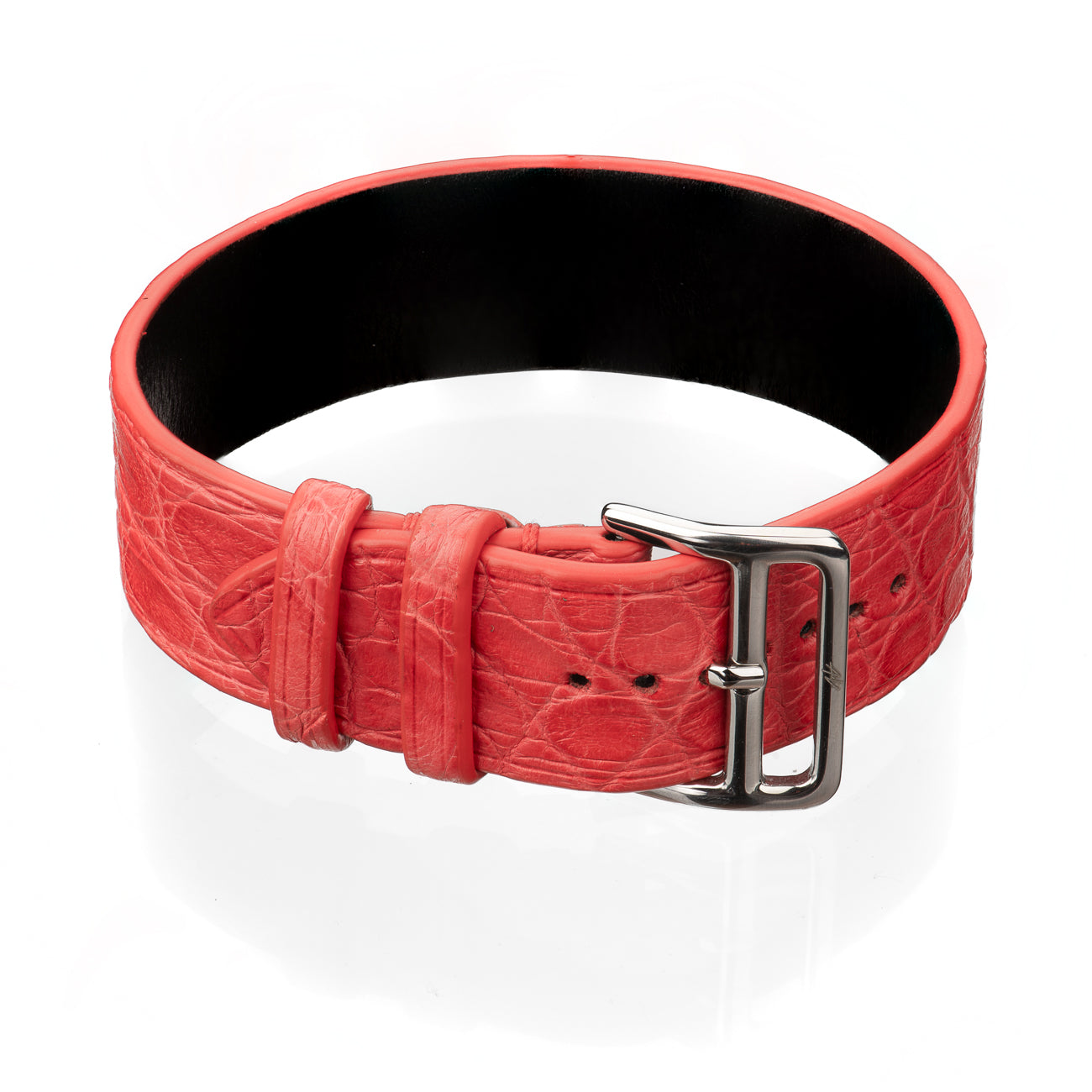 Bracelet Apple - Alligator "ROUGE" Silver