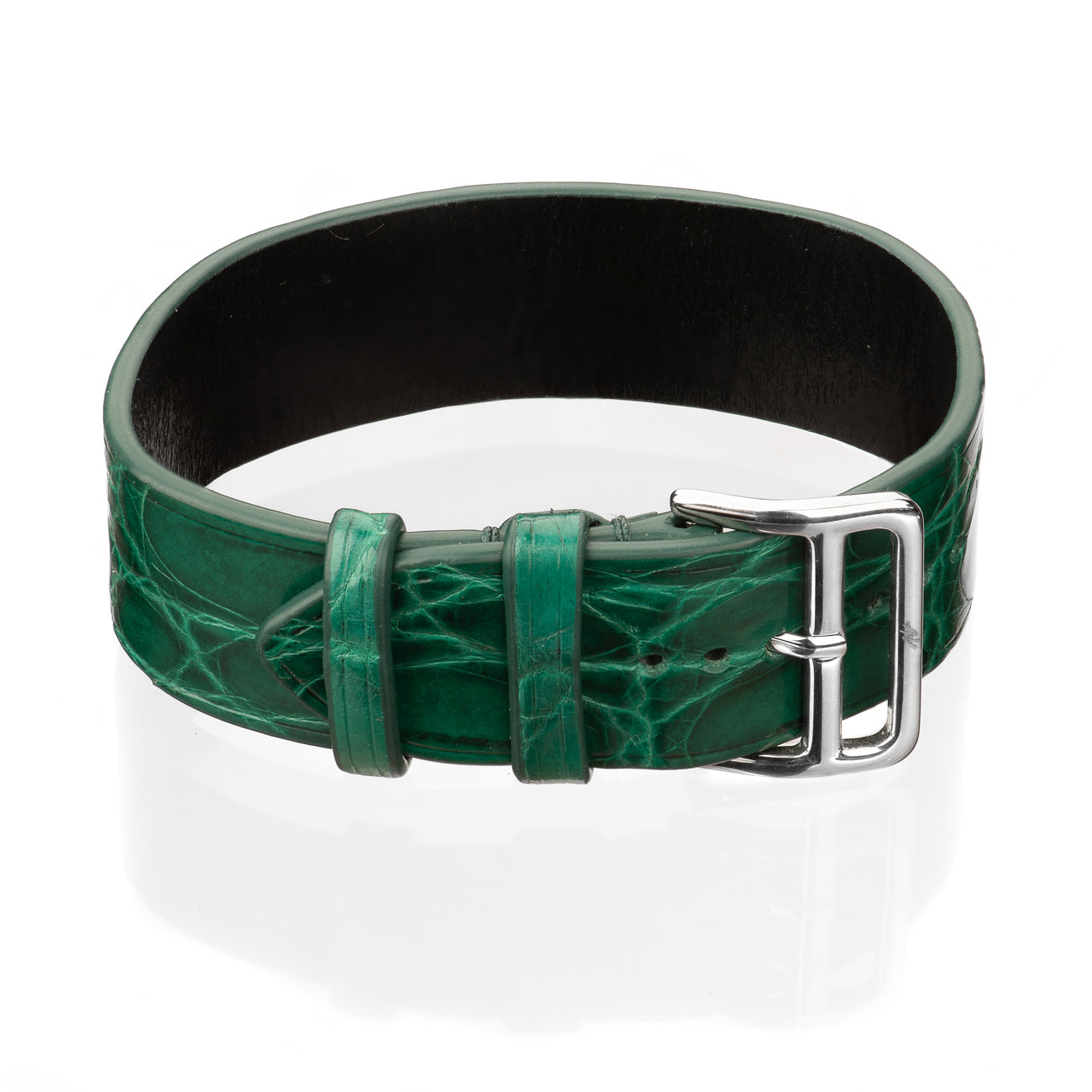 Bracelet Apple - Alligator "HUNTER GREEN" Silver