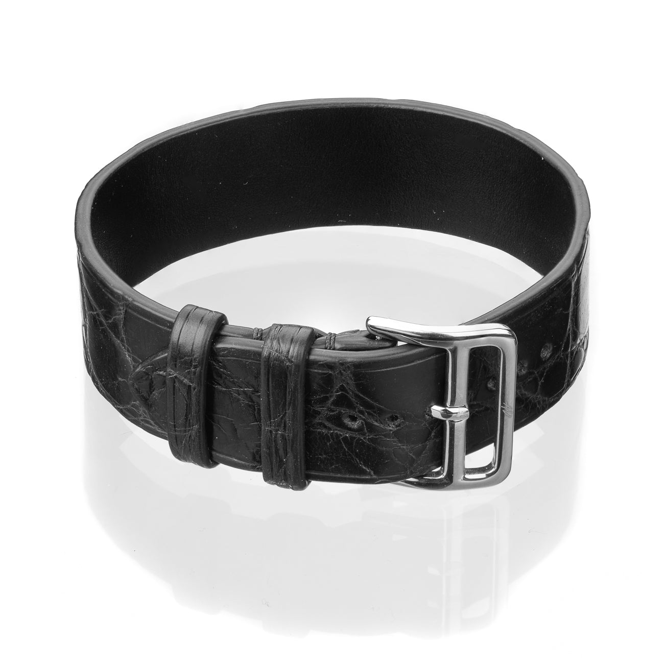 Bracelet Apple - Alligator "BLACK" Silver