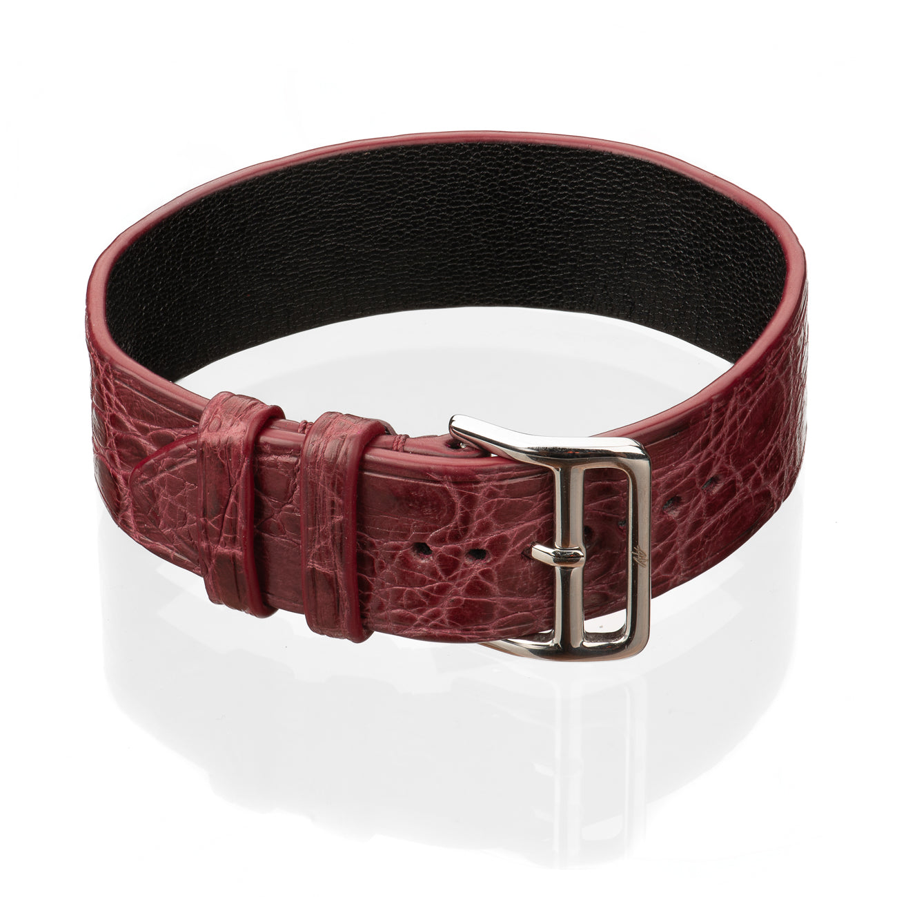 Bracelet Apple - Alligator "REDCURRANT" Silver