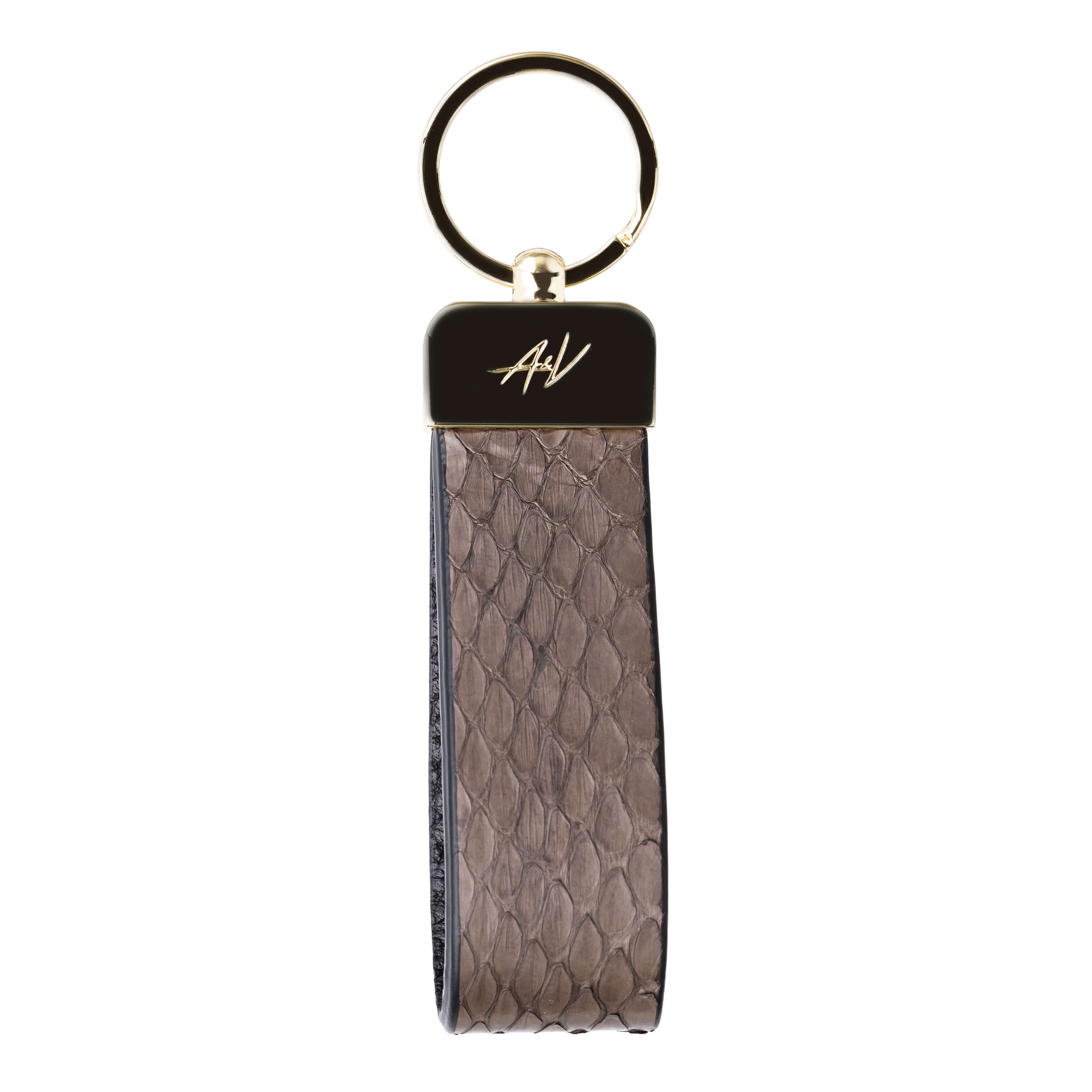 KEYCHAIN METALLIQUE STONE BROWN