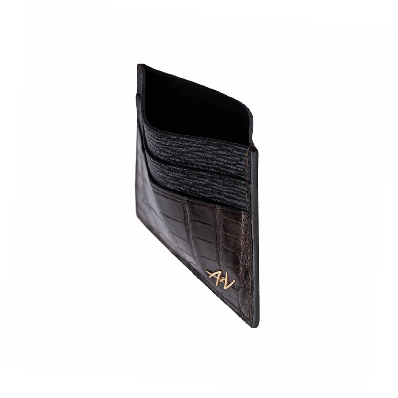 CARD HOLDER ALLIGATOR CLASSIC BROWN