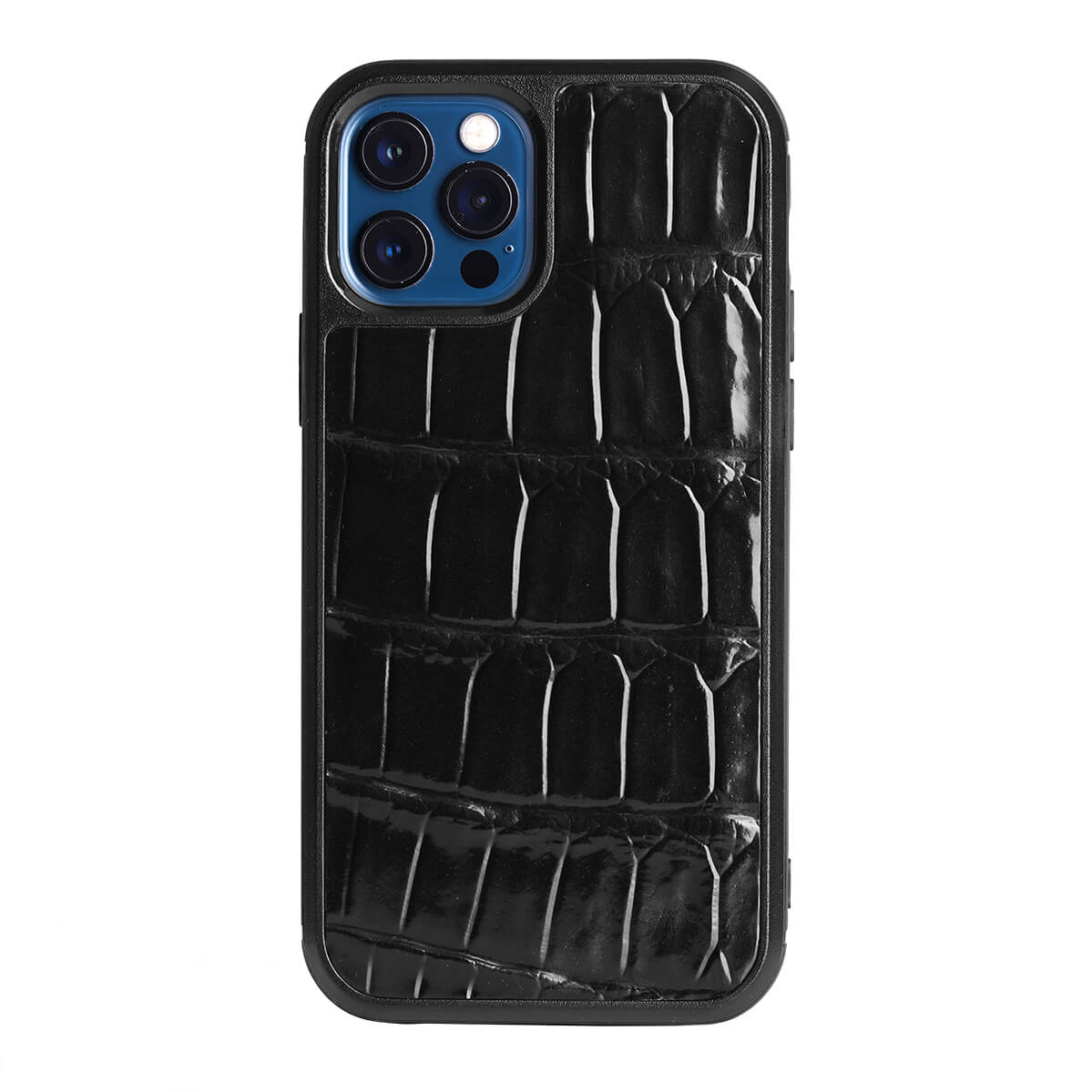 IPHONE 12 PRO & 12 CASE ALLIGATOR BLACK SHINY